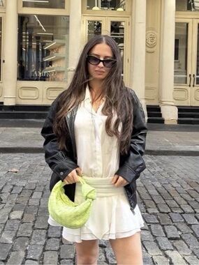 White Collared Ruffle Mini Dress Like New